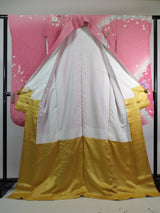 美品 振袖 雪輪に桜文様 金通糸 着物 正絹LL寸 可愛いピンク色系