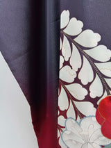 美品 豪華 振袖 幻の花辻ヶ花文様 金通糸 金駒刺繍 正絹 ブルーグレー×臙脂色系