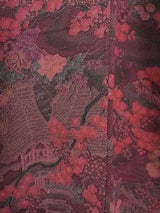 美品 女性 着物 小紋 茶屋辻文様(風景模様) 鬼ちりめん 正絹 手縫い 赤茶色系