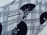 美品 浴衣 注染 団扇模様  japanese yukata 日本製品 白色系