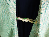 総絞り 羽織 鹿子絞り 薄い緑色  日本製 絹製 Kimono jacket