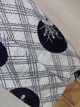 美品 浴衣 注染 団扇模様  japanese yukata 日本製品 白色系
