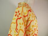 美品 総絞り 羽織 オレンジ色 花模様 日本製 絹製 Kimono jacket