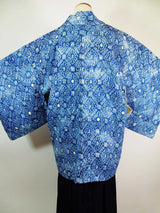 総絞り 羽織 水色 花模様 日本製 絹製 Kimono jacket