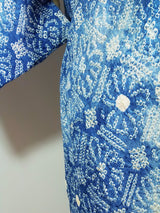 総絞り 羽織 水色 花模様 日本製 絹製 Kimono jacket