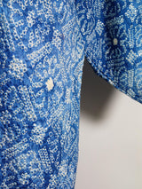 総絞り 羽織 水色 花模様 日本製 絹製 Kimono jacket