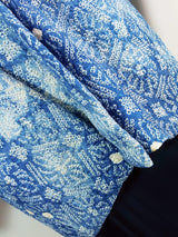 総絞り 羽織 水色 花模様 日本製 絹製 Kimono jacket