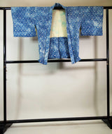 総絞り 羽織 水色 花模様 日本製 絹製 Kimono jacket