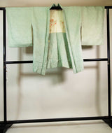 総絞り 羽織 鹿子絞り 薄い緑色  日本製 絹製 Kimono jacket