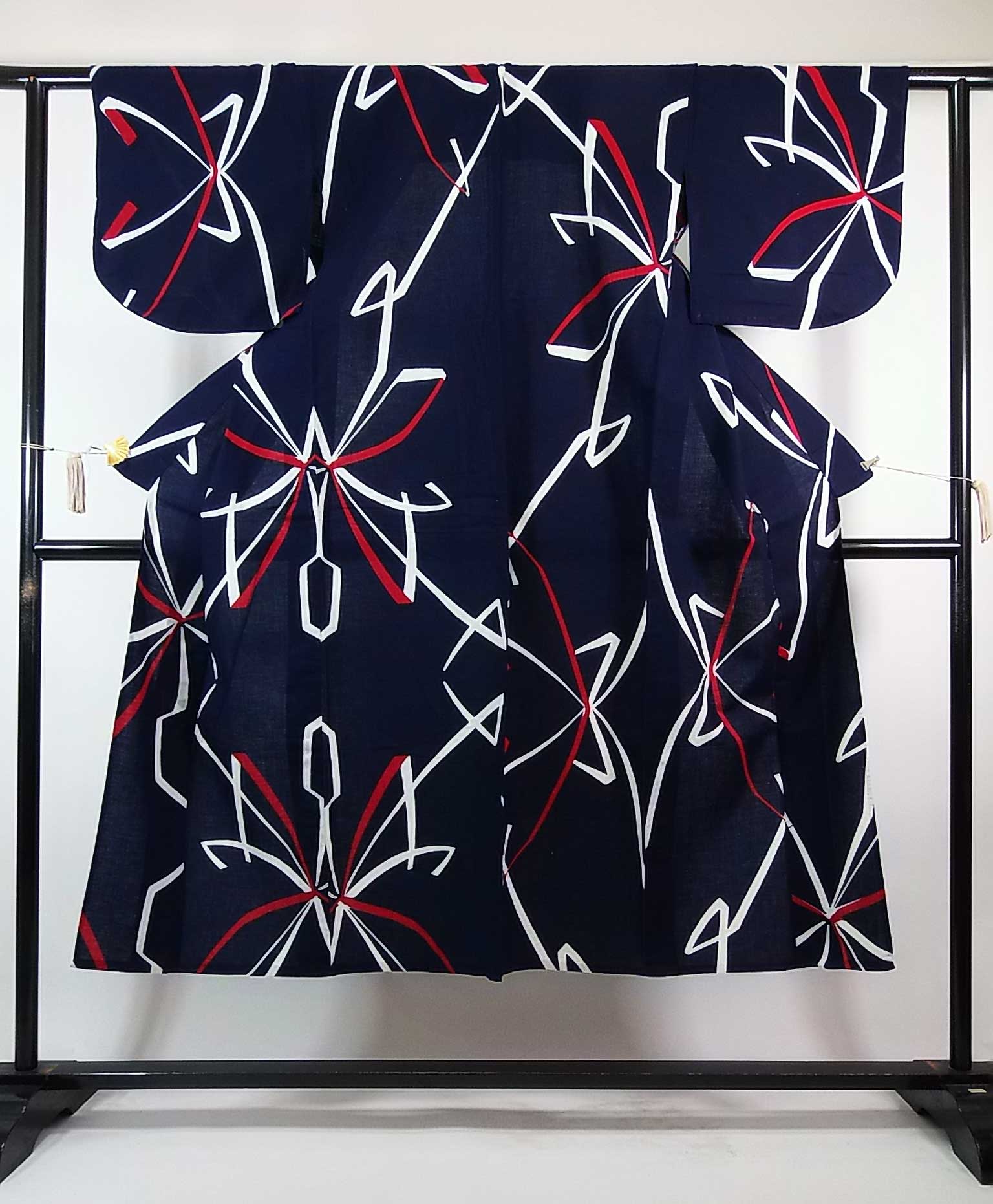 新品美品　昭和レトロ　藍染に夾竹桃が鮮やかで美味しい　注染浴衣 昭和レトロ 藍染 本染め 浴衣 ゆかた10点 まとめ売り 8242