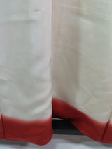 女性 着物 小紋 花模様 ちりめん 正絹 手縫い 赤茶色系