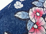 ほぼ美品 注染め 叩き染め 浴衣 朝顔模様 レトロ  Japanese yukata  青色系