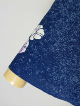 ほぼ美品 注染め 叩き染め 浴衣 朝顔模様 レトロ  Japanese yukata  青色系