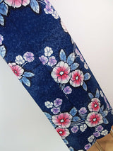 ほぼ美品 注染め 叩き染め 浴衣 朝顔模様 レトロ  Japanese yukata  青色系