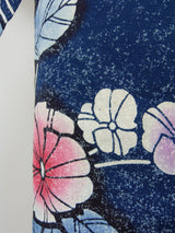 ほぼ美品 注染め 叩き染め 浴衣 朝顔模様 レトロ  Japanese yukata  青色系