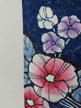 ほぼ美品 注染め 叩き染め 浴衣 朝顔模様 レトロ  Japanese yukata  青色系