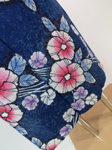 ほぼ美品 注染め 叩き染め 浴衣 朝顔模様 レトロ  Japanese yukata  青色系