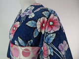 ほぼ美品 注染め 叩き染め 浴衣 朝顔模様 レトロ  Japanese yukata  青色系