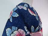 ほぼ美品 注染め 叩き染め 浴衣 朝顔模様 レトロ  Japanese yukata  青色系
