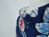 ほぼ美品 注染め 叩き染め 浴衣 朝顔模様 レトロ  Japanese yukata  青色系