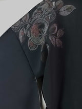 美品 黒羽織 漆織 橘模様 絹製 日本製品 日本の家紋入り Kimono jacket