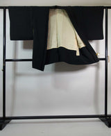 黒羽織 船模様 日本刺繍 絹製品 日本の家紋入り 日本製品 Kimono jacket