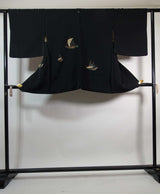 黒羽織 船模様 日本刺繍 絹製品 日本の家紋入り 日本製品 Kimono jacket
