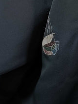 黒羽織 船模様 日本刺繍 絹製品 日本の家紋入り 日本製品 Kimono jacket