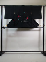 美品 黒羽織 花模様 日本刺繍 絹製品 日本製品 Kimono jacket