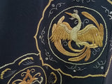 黒羽織 幻の鳥鳳凰模様 相良刺繍 日本の家紋入り 絹製品 日本製品 Kimono jacket