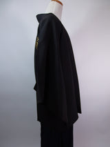 黒羽織 幻の鳥鳳凰模様 相良刺繍 日本の家紋入り 絹製品 日本製品 Kimono jacket