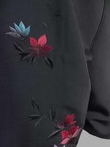 美品 黒羽織 花模様 日本刺繍 絹製品 日本製品 Kimono jacket