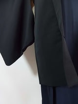 美品 黒羽織 花模様 日本刺繍 絹製品 日本製品 Kimono jacket