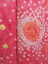 女性 着物 小紋 絞り染め 花模様 正絹 手縫い ピンク Japanese kimono
