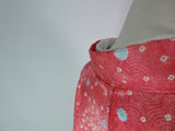 女性 着物 小紋 絞り染め 花模様 正絹 手縫い ピンク Japanese kimono