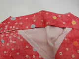 女性 着物 小紋 絞り染め 花模様 正絹 手縫い ピンク Japanese kimono
