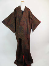 未使用 紬着物 十日町 キリバメ模様 Japanese kimono 絹製 日本製品 美品