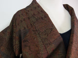 未使用 紬着物 十日町 キリバメ模様 Japanese kimono 絹製 日本製品 美品