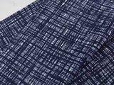 粋な藍染調 かすれ格子文様 Men’s Yukata 本染め Hand-Sewn Cotton Summer Kimono ③