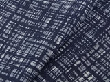 粋な藍染調 かすれ格子文様 Men’s Yukata 本染め Hand-Sewn Cotton Summer Kimono ③