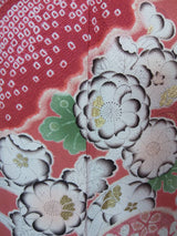 New Silk Furisode Kimono | Kanoko Shibori Floral Pattern Gold Leaf Pure Silk Red and Black Gradation Japanese Formal Kimono