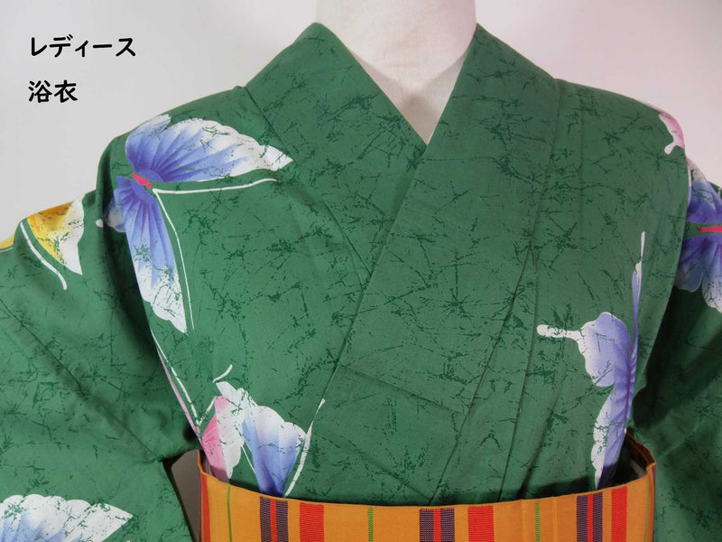浴衣　蝶々模様 浴衣プレタ】女性 『玉むし』花々に蝶 ＜Mサイズ＞