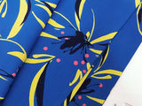 美品　注染　浴衣　花文様文様　大人可愛い　青色