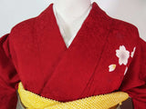 新品 Furisode Kimono Full Set 正絹 桜文様 花文様 袋帯・やまと誂え刺繍半衿長襦袢・帯揚げ・帯締め付き Ready to Wear 逸品