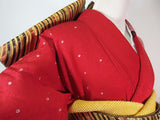 New Silk Furisode Kimono｜鹿子絞り 花文様 金彩 正絹 赤黒ぼかし Japanese Formal Kimono