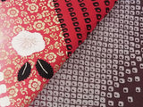 New Silk Furisode Kimono｜鹿子絞り 花文様 金彩 正絹 赤黒ぼかし Japanese Formal Kimono