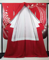 New Silk Furisode Kimono｜鹿子絞り 花文様 金彩 正絹 赤黒ぼかし Japanese Formal Kimono