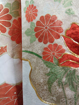 Luxury Furisode Kimono｜雲取り花文様 金駒刺繍 金彩 正絹 Silk Japanese Formal Kimono