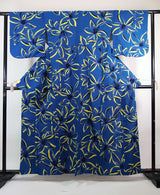美品　注染　浴衣　花文様文様　大人可愛い　青色