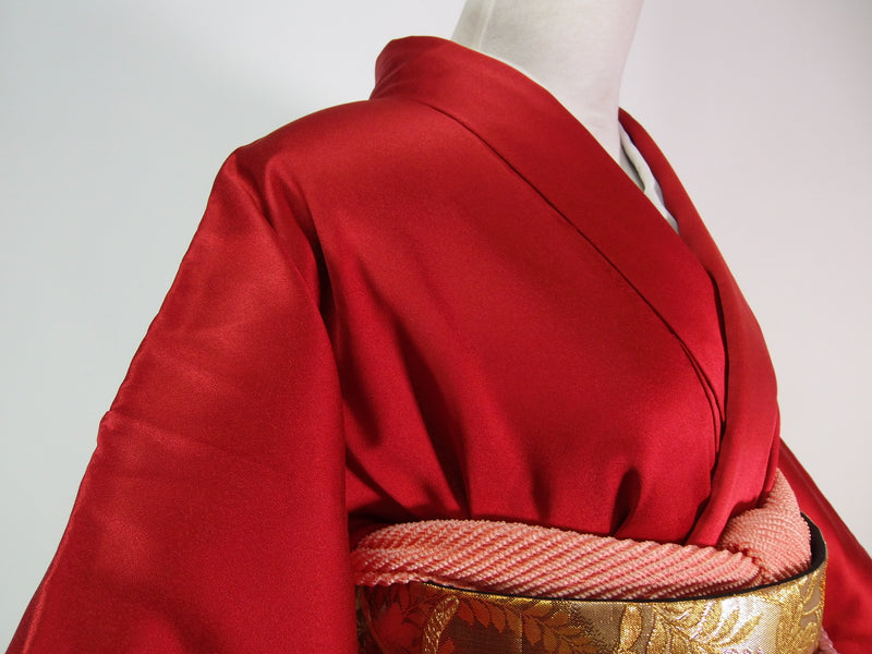 中振袖フルセット　袋帯長襦袢帯締め付き 振袖 正絹 新品 仮絵羽 仕立て付き フルセット 長襦袢 袋帯 帯締め